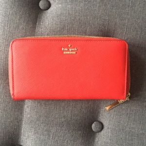 Kate spade Zip around wallet vibrant red
